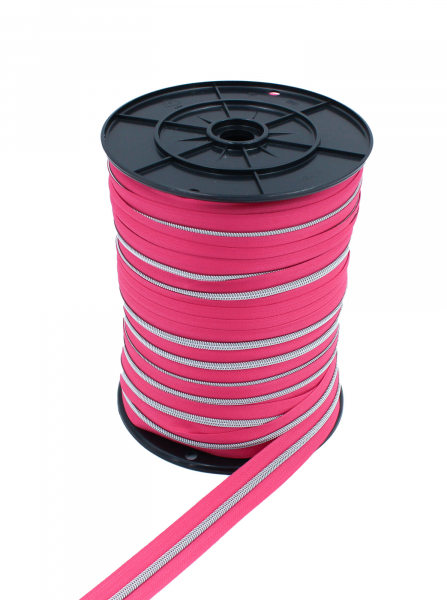 Endlosreißverschluss metallisiert pink/ silber (1m)